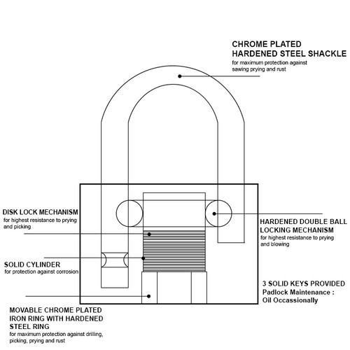 TORA Gembok Kotak Panjang Bahan Kuningan 50 MM - Square Padlock SL50L