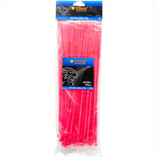 TORA Kabel Tis Nylon 4.8 x 300 mm - Tali Ikat Warna Merah 100 Pcs