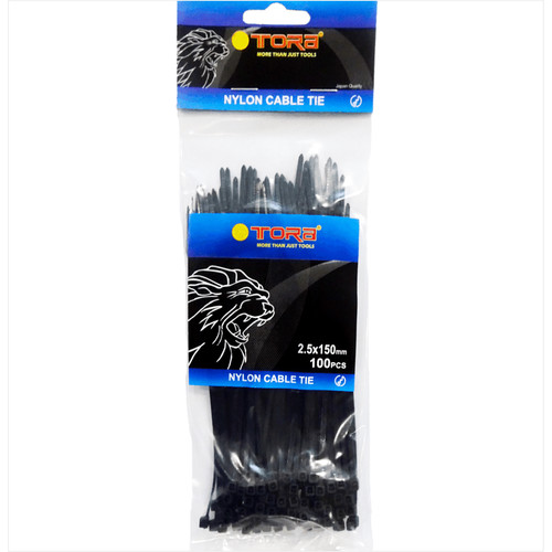TORA Kabel Tis Nylon 2.5 x 150 mm - Tali Ikat Warna Hitam 100 Pcs