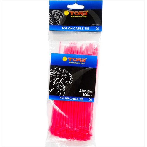 TORA Kabel Tis Nylon 2.5 x 150 mm - Tali Ikat Warna Merah 100 Pcs