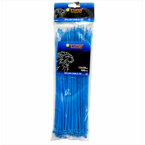 TORA Kabel Tis Nylon 3.6 x 250 mm - Tali Ikat Warna Biru 100 Pcs