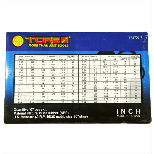 TORA O Ring Set - Ring Karet - Universal Series 407 PCS Inch TAIWAN