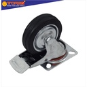 TORA Roda Caster Karet Hidup + Rem troli trolley lori 3 & 4 Inch