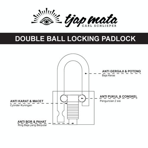 TJAP MATA / CAP MATA Gembok 50 MM (5 Pcs), Leher Panjang, Master Key