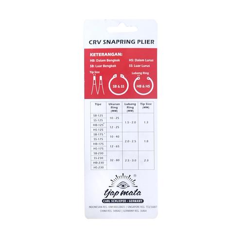 TJAP MATA / CAP MATA Tang Ring Per / Snap Ring Dalam /Tutup Bengkok 5"