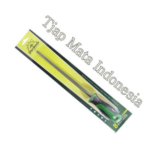 TJAP MATA / CAP MATA Kikir Bulat (Kasar) 8", Gagang Karet