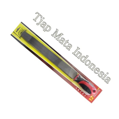 TJAP MATA / CAP MATA Kikir Flat (Halus) 12", Gagang Karet