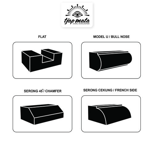 TJAP MATA / CAP MATA Mata Pinggul Bevel - Serong Cekung  75 X 20 MM