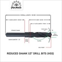 TJAP MATA Mata Bor Besi / Drill Bits HSS Reduced Shank ½” - 22 MM
