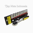 TJAP MATA / CAP MATA Kunci Sok / Socket SET / Socket Wrench SET 11 PCS (8 - 24 MM | 1/2" DR | 6 Point) CR-V (With Premium Socket Holder)