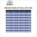 TJAP MATA / CAP MATA Mata Bor Besi / Drill Bits HSS Reduced Shank ½”