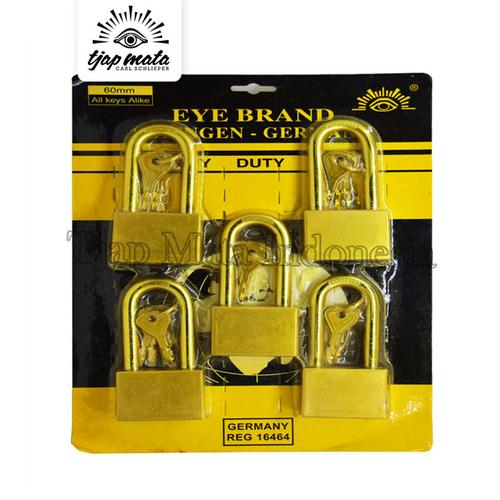 TJAP MATA / CAP MATA Gembok Kotak (60 MM - 5 PCS),Leher Panjang "Keyalike"