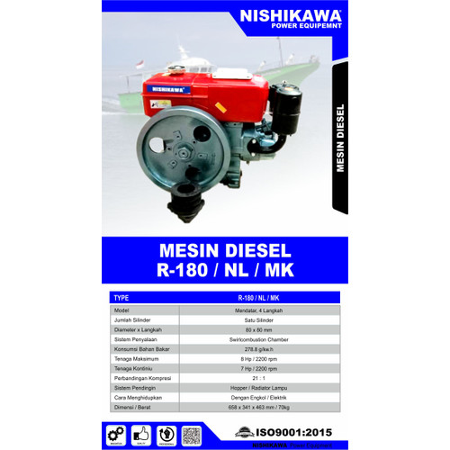 mesin penggerak diesel solar air r-180 8 hp original