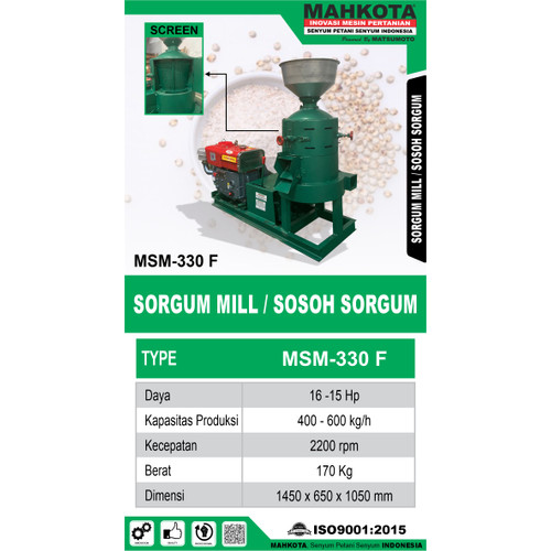 MAHKOTA MESIN SOSOH SORGUM / SORGUM MILL MSM - 330 F