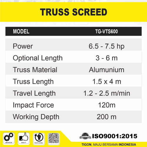 TIGON MESIN PERATA COR BETON TRUSS SCREED UKURAN 6-9 METER