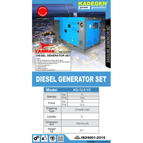 KADEGEN GENSET DIESEL COPY YANMAR FULL POWER 220-380 V