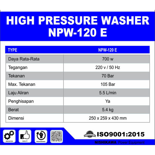 Jet Cleaner High Pressure Mesin Steam Nishikawa NPW-120E GARANSI RESMI