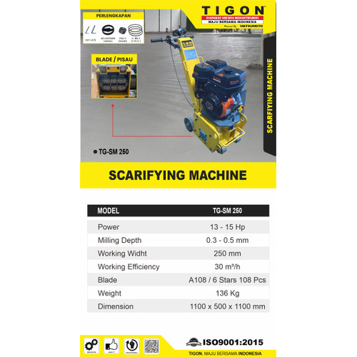 SCARIFYING MESIN PENGGARUK BETON ASPAL TIGON TG-SM250 (GARANSI RESMI)