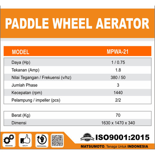 KINCIR AIR TAMBAK / PADDLE WHEEL MATSUMOTO MPWA-21