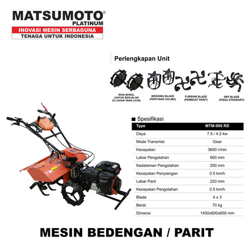 mesin parit cultivator tiller matsumoto type mtm - 900 rd