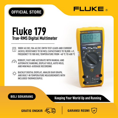 FLUKE 179 True-RMS Digital Multimeter with Backlight & Temperature