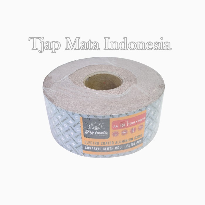 TJAP MATA / CAP MATA Amplas Kain 4" Roll Putih 50 MTR "PRO", dengan Lapisan Anti Statis(#100)