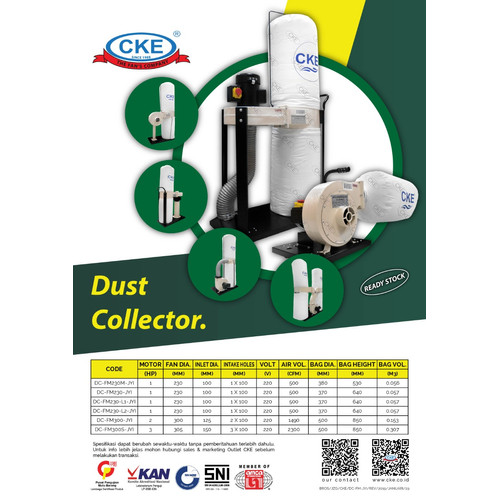 Dust Collector 1 HP 220V Single Bag Penghisap Debu Dinamo Dia Bag 57L
