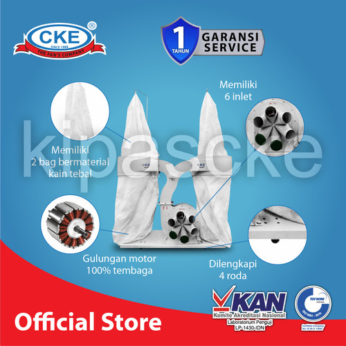 Dust Collector 7.4 HP Double Bag 380V Penghisap Debu Serpihan Kayu CKE