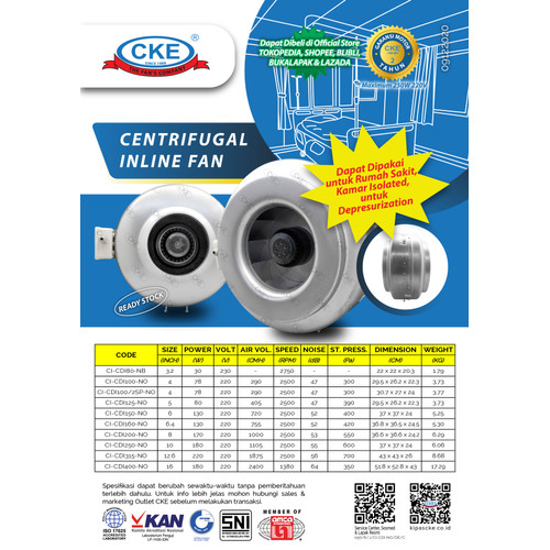 Duct Inline CKE CI-CDI80 3.2 Inch Inline Fan Duct Fan Blower Hisap