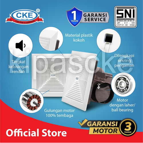 Exhaust Fan 12 Inch Hexos Plafon Ducting Penghisap udara Heksos Plafon