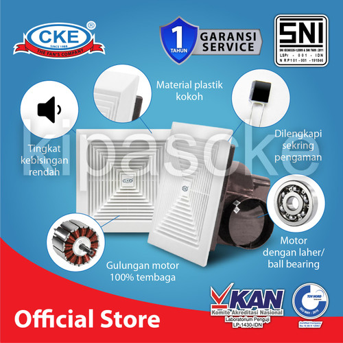 Exhaust Fan 14 Inch Exsos Kipas Penghisap Plafon Ducting Garansi CKE