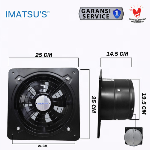 Exhaust Fan 8 Inch Wall Air Duct Booster Fan 8" Inch 2 Speed / Kipas Hexos Dinding Exhaust Fan Ventilasi Plafon Besi 8 Inci