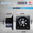 Exhaust Fan Besi In Out 10 Inch Wall Air Duct Booster Fan 10" Kipas Hexos Dinding 2 Arah / Keluar Masuk