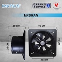 Exhaust Fan Besi In Out 14 Inch Wall Air Duct Booster Fan 14" Kipas Hexos Dinding 2 Arah / Keluar Masuk