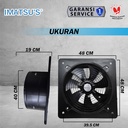 Exhaust Fan Besi In Out 16 Inch Wall Air Duct Booster Fan 16" Kipas Hexos Dinding 2 Arah / Keluar Masuk