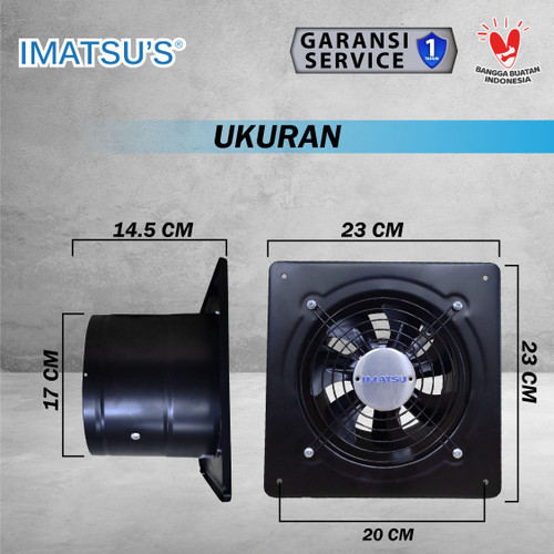 Exhaust Fan Besi In Out 7 Inch Wall Air Duct Booster Fan 7" Kipas Hexos Dinding 2 Arah / Keluar Masuk