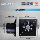 Exhaust Fan Besi In Out 8 Inch Wall Air Duct Booster Fan 8" Kipas Hexos Dinding 2 Arah / Keluar Masuk