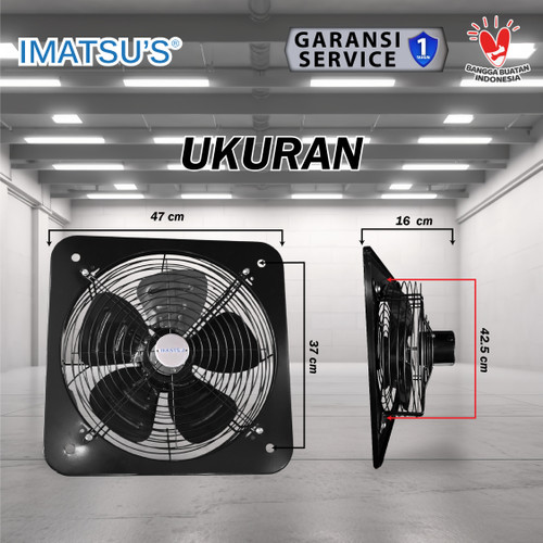 Exhaust Fan Dinding Standard 16 Inch Kipas Hexos Hisap Tembok Wall Exhaust Fan 16" Inch