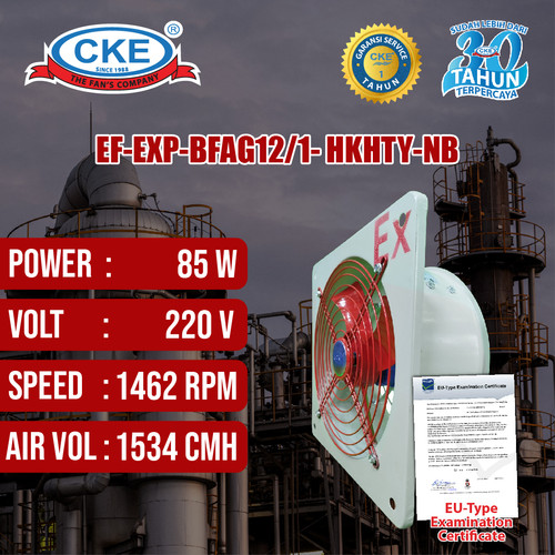 Exhaust Fan Explosion Proof 12 Inch 220V Kipas Blower Hexos Industri 12" Inch Motor Exd II BT4 Anti Ledak