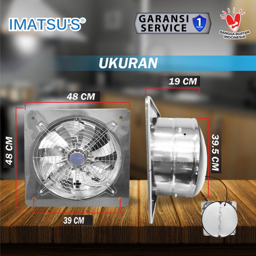 Exhaust Fan Stainless Steel 16" Inch Wall Air Duct Booster Fan Plafon Dinding Besi 16 Inci