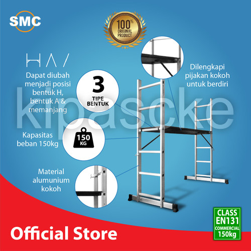H Ladder Tangga Lipat SF206 6 Step Silver Bentuk H 1.6 Meter Aluminium