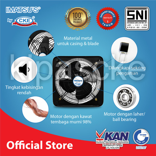 Imatsu Exhaust Fan ESN-D14/1-LT 14 Inch 220V Fan Rumah Toilet Eksos