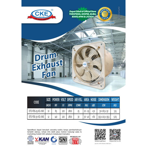 Exhaust Fan Drum CKE 12 Inch Exhaust/Hexos Dinding