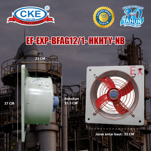 Exhaust Fan Explosion Proof 12 Inch 220V Kipas Blower Hexos Industri 12" Inch Motor Exd II BT4 Anti Ledak