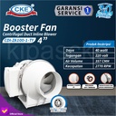 Inline Duct Fan Plastik 4" Inch Kipas Booster Ventilasi Extractor Fan