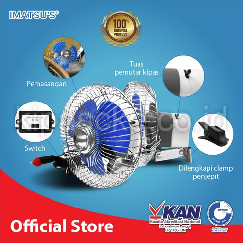 Kipas Angin DC 6 Inch 12V Kipas Jepit Mobil 6" Car Mini Fan Portable