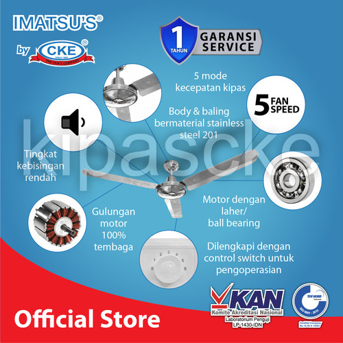 Kipas Angin Gantung/Plafon 56 Inch Baling Besi Ceiling Fan Langit
