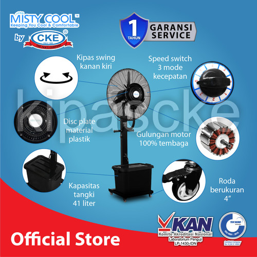 Misty Cool Spray Fan 26CF03 Kipas Embun Kabut Uap 26 Inch 41 L Hitam