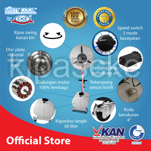 Misty Cool Spray Fan FDH650 WH-NO Kipas Embun Kabut Uap 26 Inch 60L