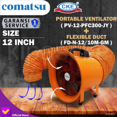 Paket Portable Ventilator Blower 12 inch + Flexible Duct Hose 10 Meter